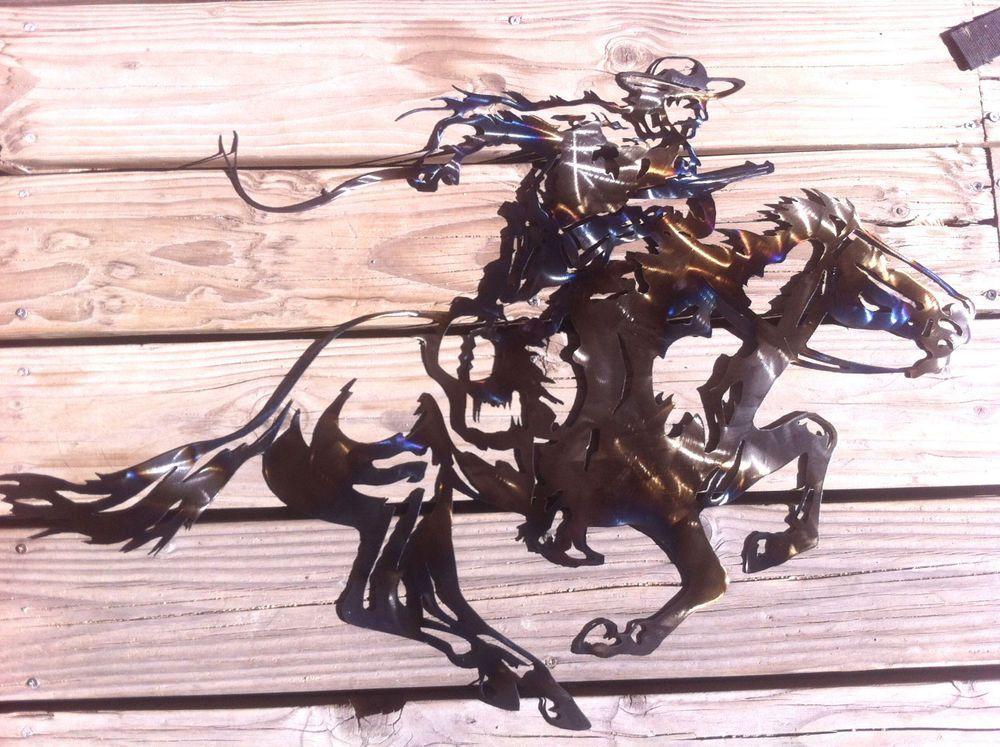 Winchester Horse Logo - in Winchester Running Cowboy Horse Gun Logo Metal Wall Art