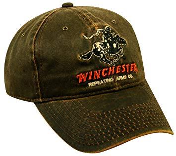 Winchester Horse Logo - Winchester Dark Brown Weathered Cotton Cap w/ Repeating