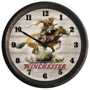 Winchester Horse Logo - Rockin W Winchester Horse and Rider Wall Clock