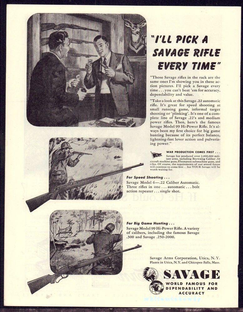 WWII Savage Arms Logo - WW II SAVAGE Model 6 and 99 Rifle WWII WW2 AD. guns