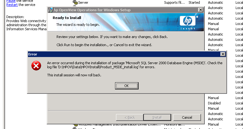HP OpenView Logo - Error while installing hp OpenView Operations for Windows.msi