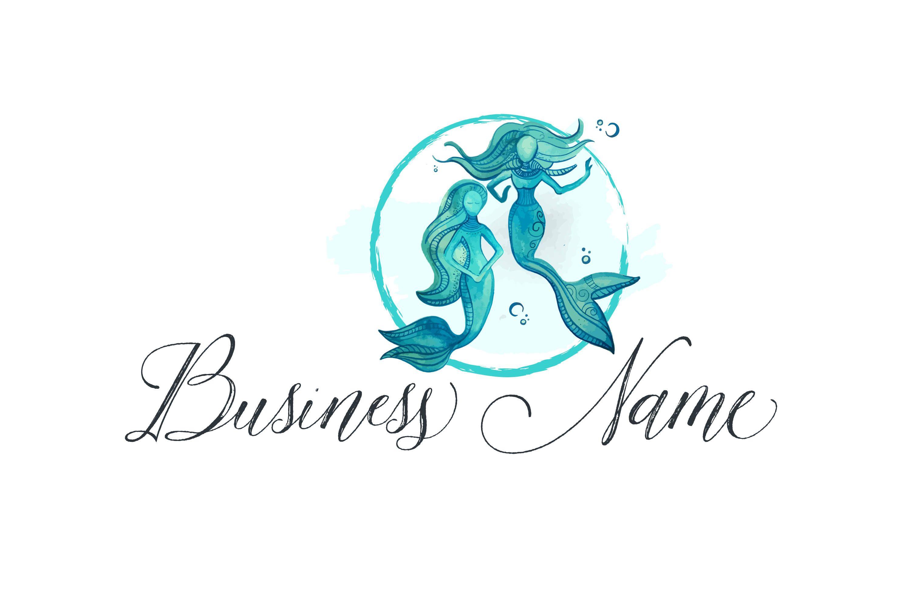 Mermaid Logo - Custom Logo Design Premade Mermaid logo watercolor mermaids | Etsy