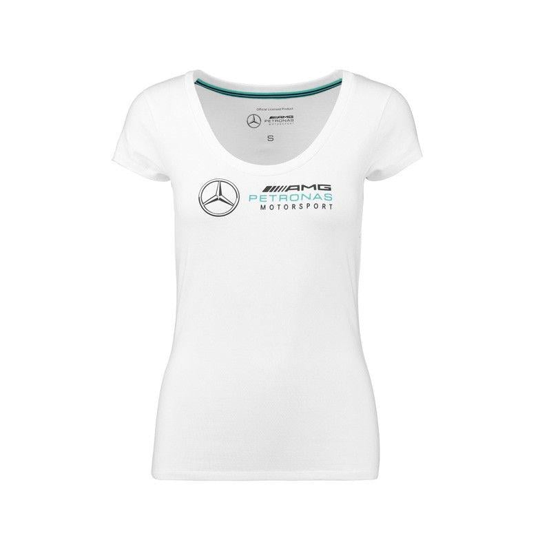 2018 Mercedes Logo - Women's Logo T Shirt White 2018 Mercedes AMG Petronas Motorsport