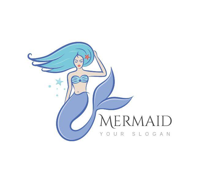 Mermaid Logo - Blue Mermaid Logo & Business Card Template - The Design Love