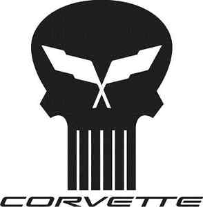 Corvette Punisher Logo - CORVETTE PUNISHER SKULL Vinyl Decal 150mm in Black or pick any