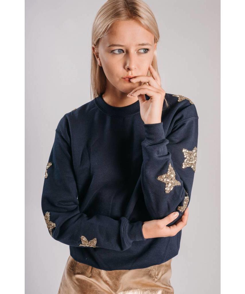 Blue Gold Stars Logo - Sweater Dark Blue Gold Stars - Lewis & Melly