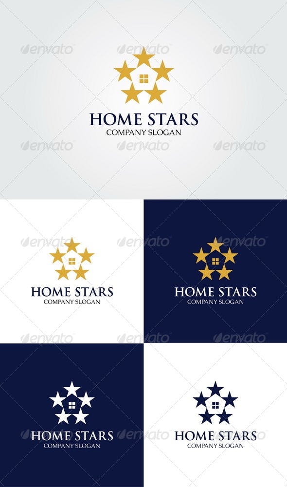 Blue Gold Stars Logo - Home Stars Logo by glaxa | GraphicRiver