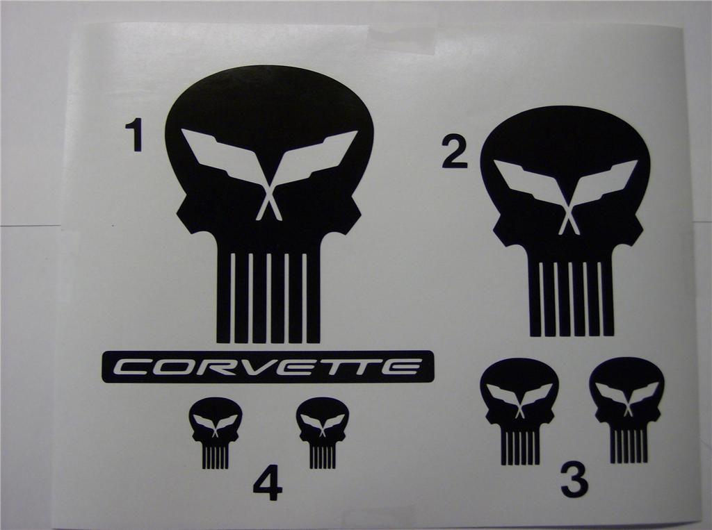 Corvette Punisher Logo - C5 Corvette LeMans Punisher Style Jake Racing Mascot Logo Decal Package
