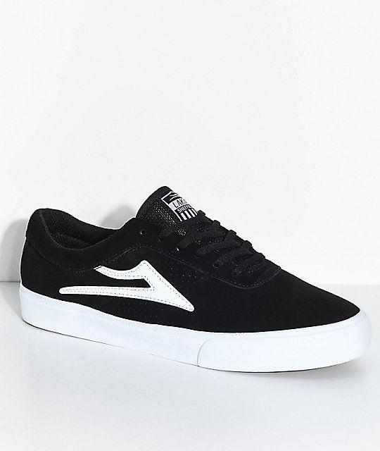 Lakai Skateboard Logo - Lakai Sheffield Black & White Suede Skate Shoes | Zumiez