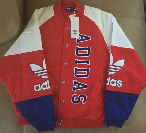 Red White and Blue Sport Logo - jacket, adidas, bomber jacket, coat, sportswear, sporty, red, white ...
