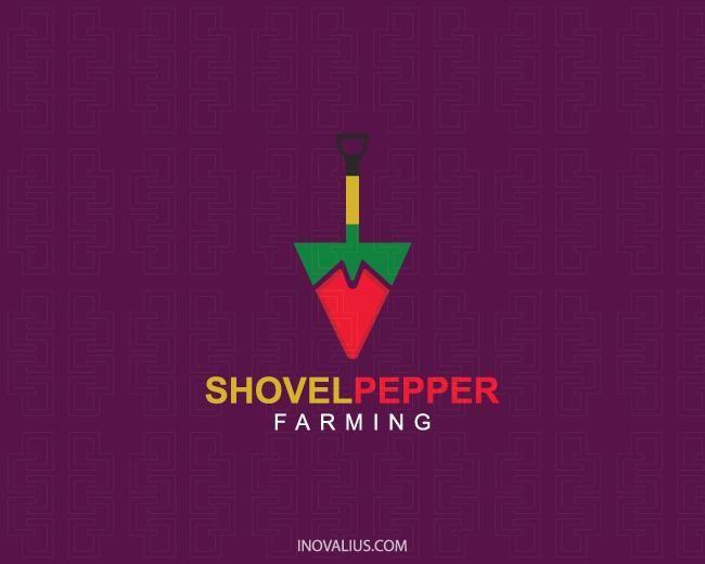 Red and Green Shovel Logo - Shovel Pepper Logo Design | Inovalius