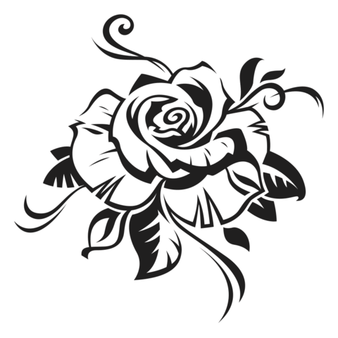 Easy Black and White Rose Logo - Temporary Tattoos - Roses