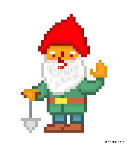 Red and Green Shovel Logo - Little bearded gnome in a red pointy hat, green jacket and blue ...