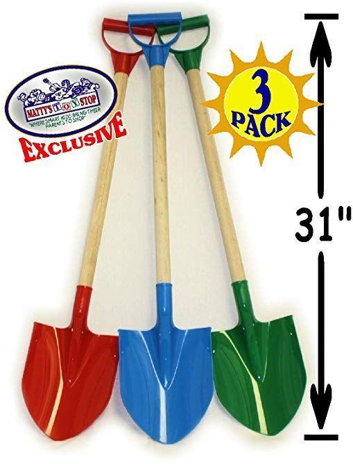 Red and Green Shovel Logo - Matty's Toy S Heavy Duty Wooden Kids Sand Shovels