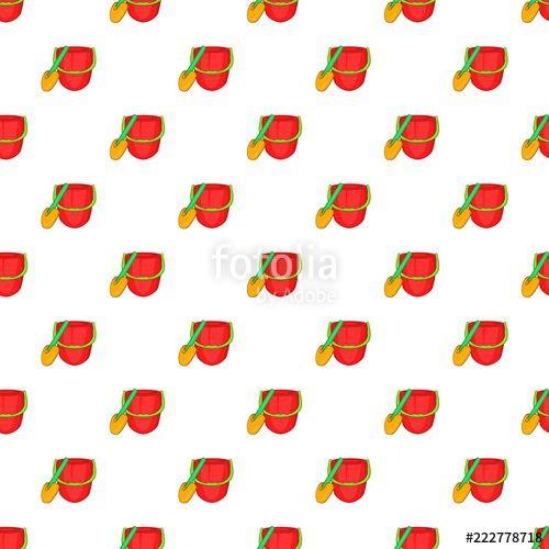 Red and Green Shovel Logo - Red bucket and green shovel pattern. Cartoon illustration of red ...