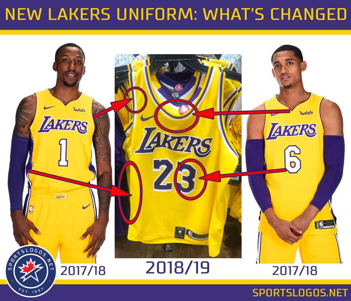 Wish On Lakers Jersey Logo - Los Angeles Lakers New Uniform 2018 2019 Compare Changes | Chris ...