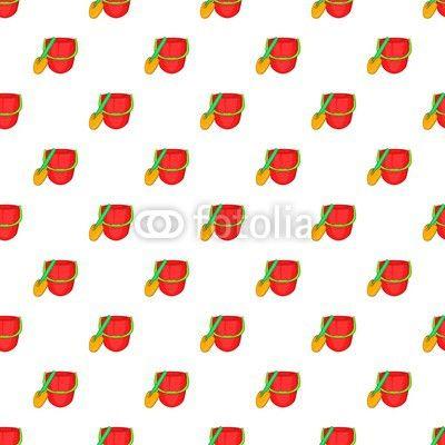 Red and Green Shovel Logo - Red bucket and green shovel pattern. Cartoon illustration of red ...