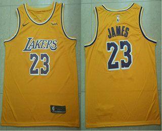 Wish On Lakers Jersey Logo - Men's Los Angeles Lakers #23 LeBron James Yellow 2018-19 Nike Wish ...