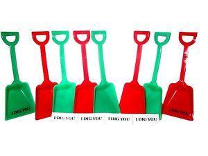 Red and Green Shovel Logo - 12 - 6 each Red Green Toy Plastic Shovels & I Dig You Stickers, Made ...