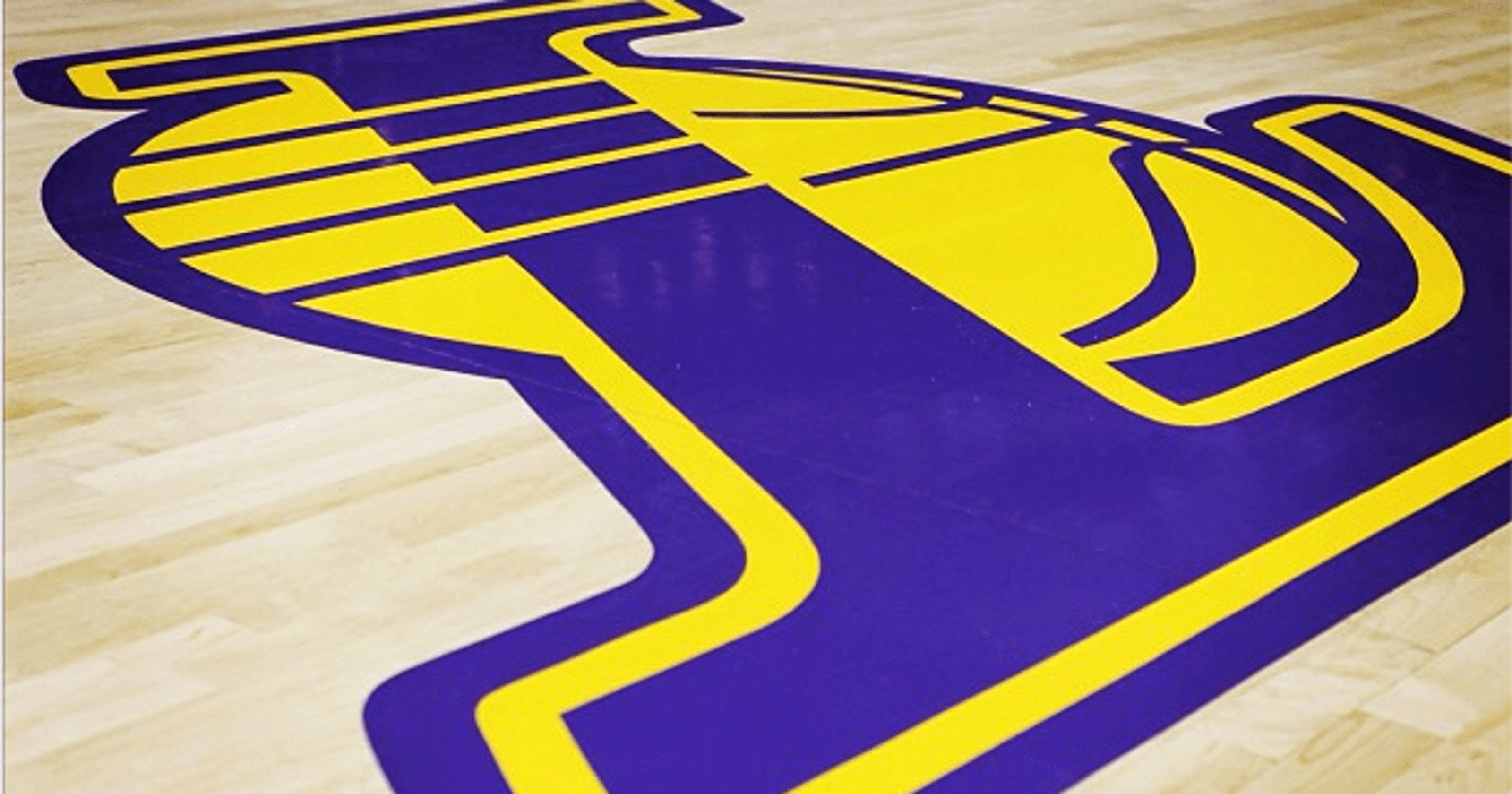 Lakers Logo - Lakers' Staples Center floor celebrates 16 championships