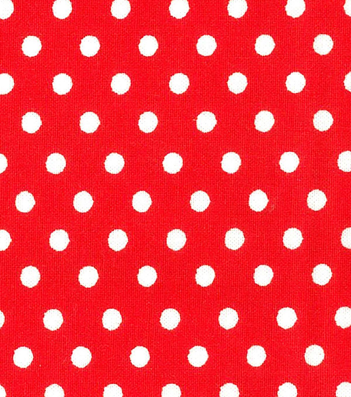 Red and White Dot Logo - Wide Cotton Fabric White Dots On Red