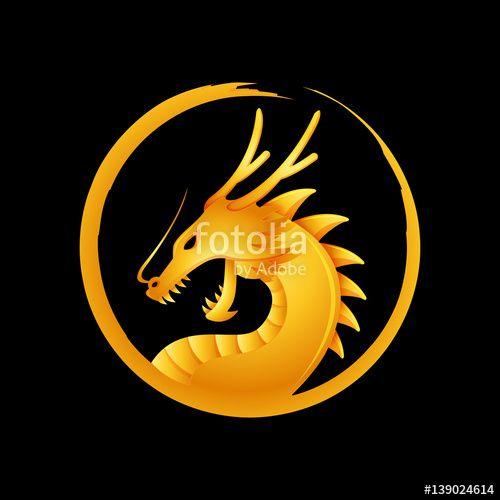 Yellow Dragon Logo - Dragon logo, dragon vector, gold, silhouette Stock image