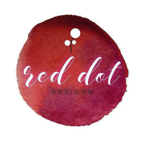 Red and White Dot Logo - Red Watercolor Logo. Dot Themed Premade Logo. Red and White