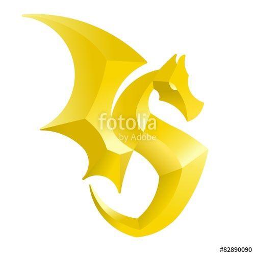 Yellow Dragon Logo - Golden S Shape Dragon logo