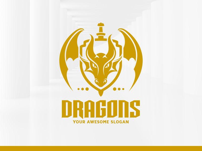 Yellow Dragon Logo - Dragon Head Logo Template