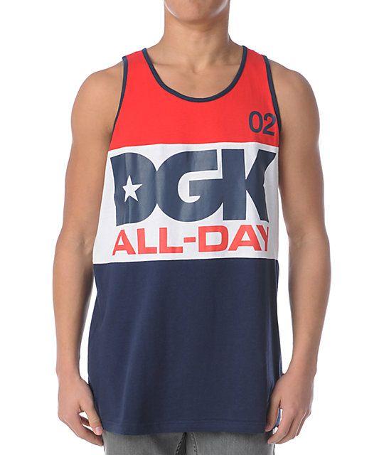 Red White and Blue Sport Logo - DGK All Day Sport Red, White & Blue Tank Top