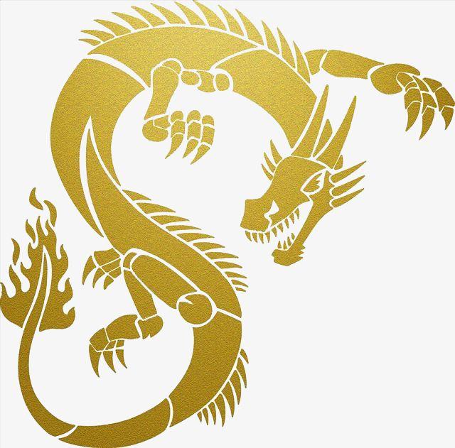 Yellow Dragon Logo - Hand Painted Golden Western Dragon, Dragon Clipart, Longxingtianxia ...
