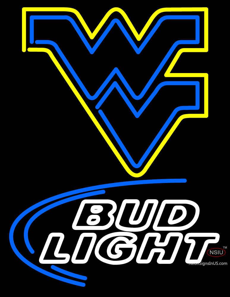 West Virginia Flying WV Logo - West Virginia University Flying Wv And Budlight Logo Real Neon Glass Tube  Neon Sign
