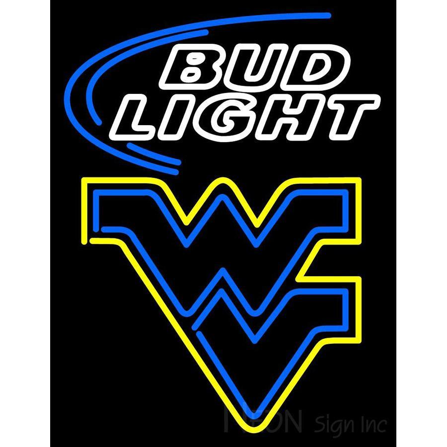 West Virginia Flying WV Logo - West Virginia University Flying Wv Budlight Logo Neon Sign