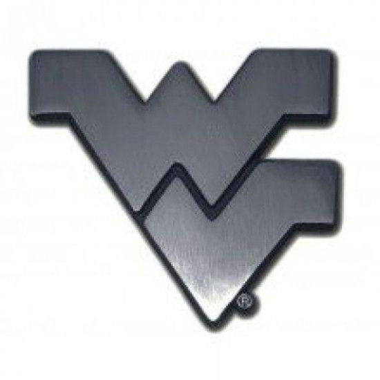 West Virginia Flying WV Logo - WVU Flying WV Matte Chrome Auto Emblem