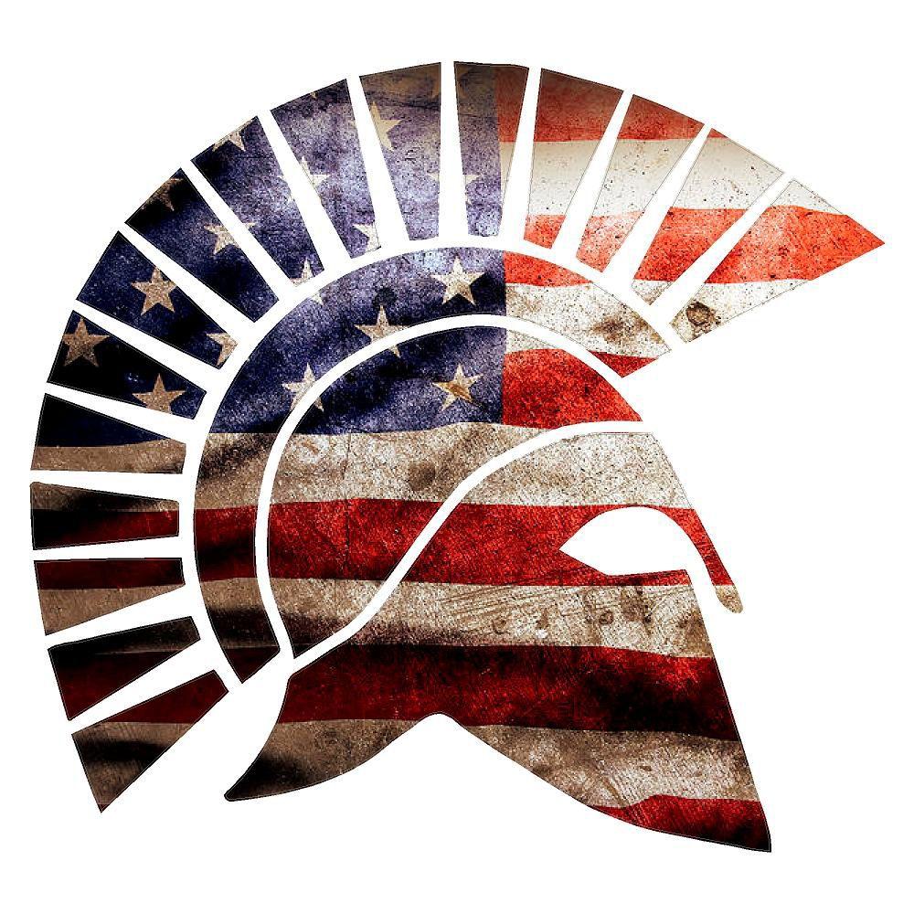 Red White and Blue Flag Logo - Spartan Helmet Red White and Blue