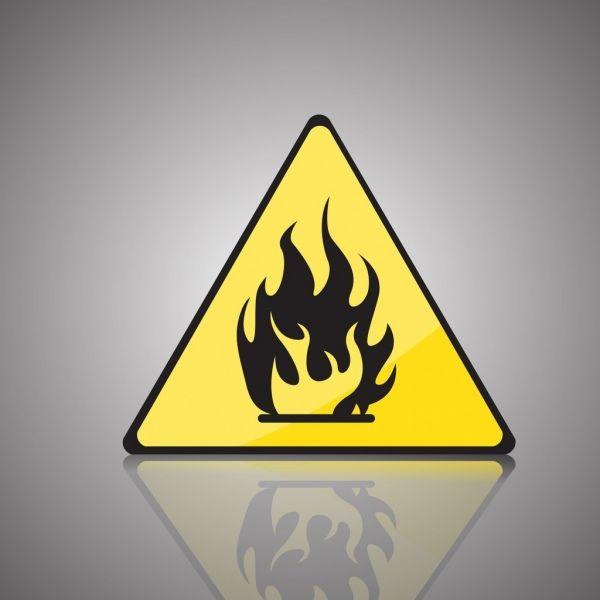 Yellow Triangle Logo - Fire warning signboard yellow triangle flame icon Free vector in ...
