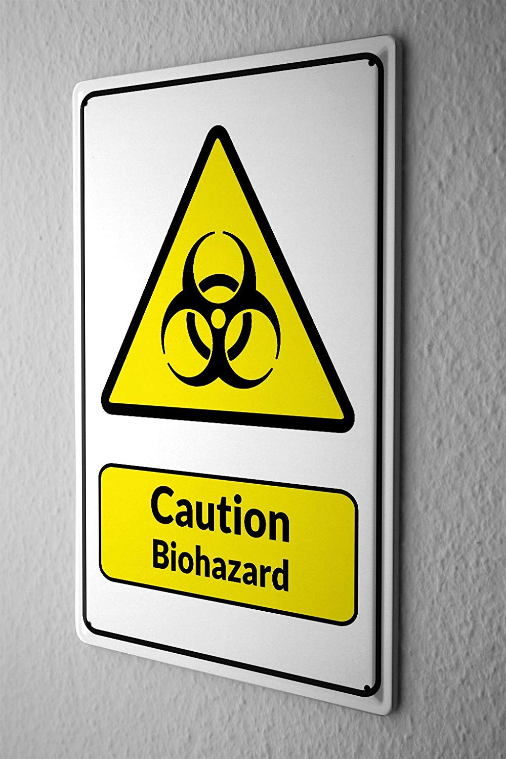 Yellow Triangle Logo - Tin Sign Warning Sign Caution Biohazard symbol in black and yellow