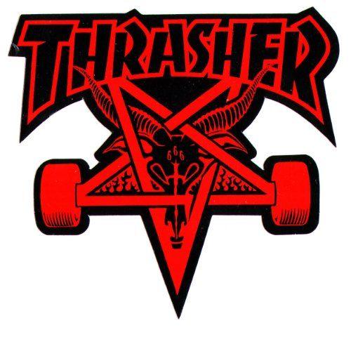 Thrasher Pentagram Logo - Thrasher Magazine Skate Goat Pentagram Skateboard Sticker 9 x 10cm ...