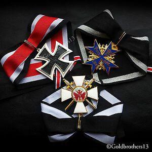 Red Eagle's Silver Logo - German Medals Set Knights Cross, Pour Le Merite & Red Eagle Repro