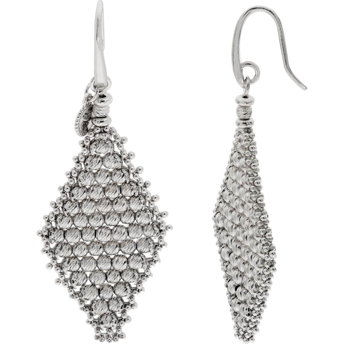 Silver Diamond Shape Logo - Sterling Silver Diamond-cut Bead Diamond Shaped Dangle Earrings ...