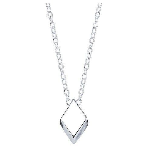Silver Diamond Shaped Logo - Women's Sterling Silver Diamond Shape Necklace - Silver (18.4