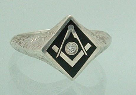 Silver Diamond Shape Logo - Diamond Shape Sterling Silver Masonic Ring set with CZ – Artisans ...