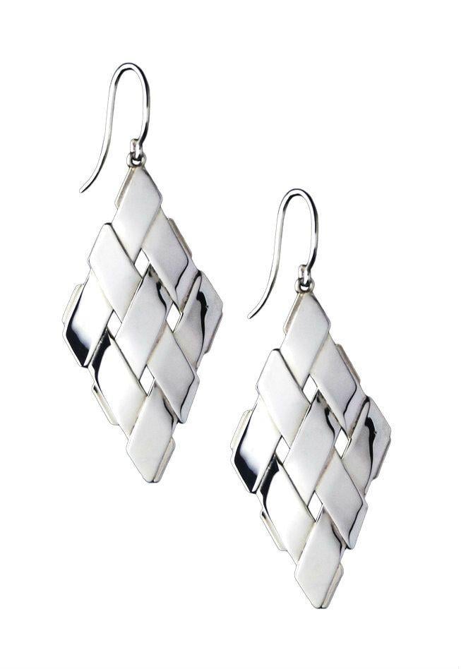 Silver Diamond Shape Logo - Sterling Silver Diamond Shape Earrings - DAVID MESHBERG