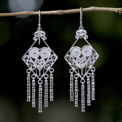 Silver Diamond Shaped Logo - Thai Sterling Silver Diamond Shaped Chandelier Earrings - Diamond ...
