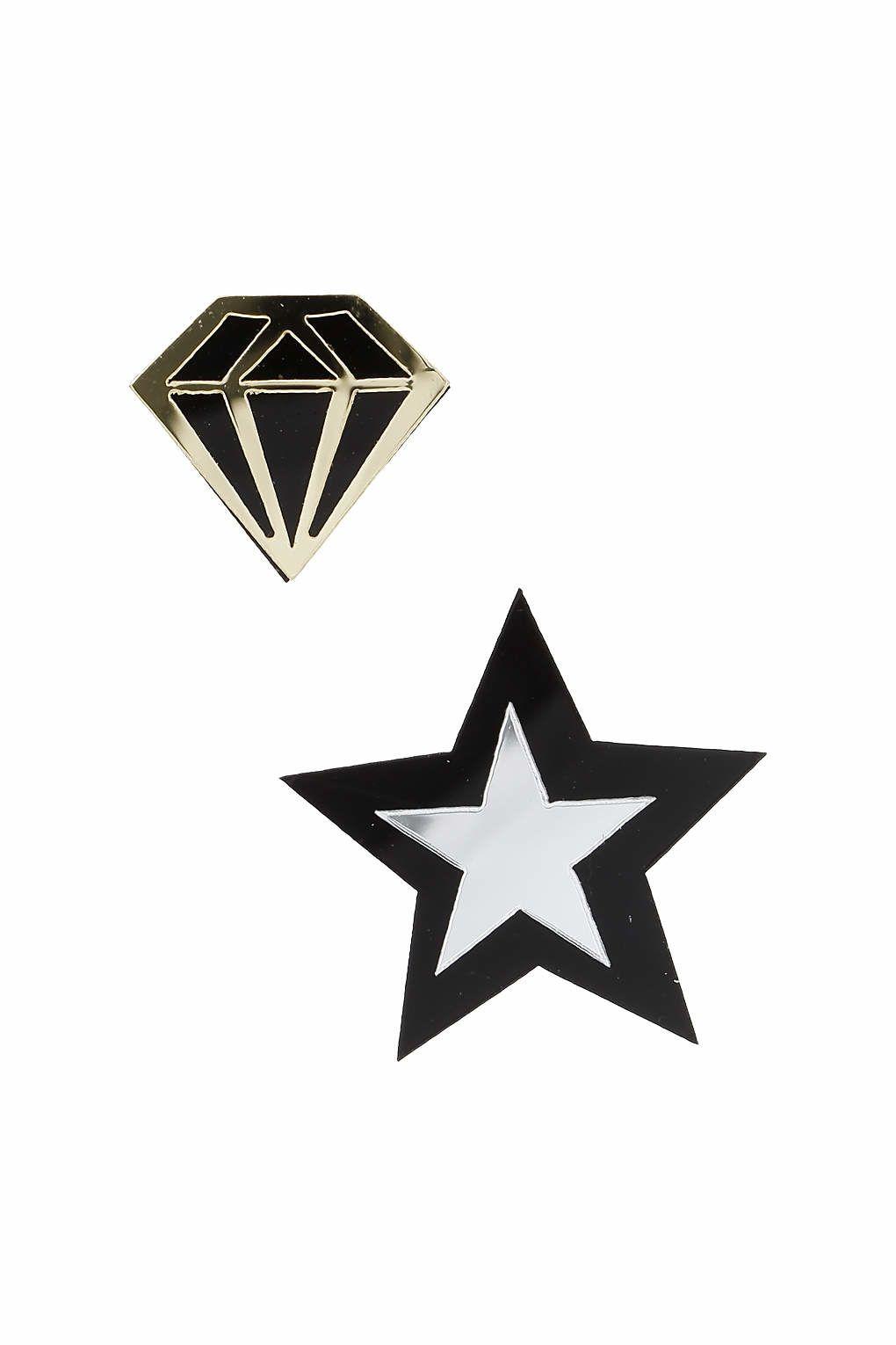 Silver Diamond Shape Logo - TOPSHOP Diamond Shape And Star Brooch in Metallic - Lyst
