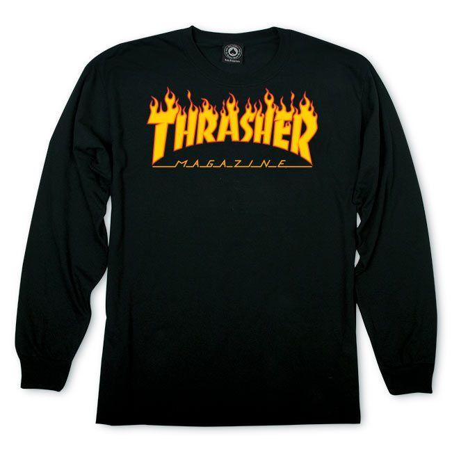 Thrasher Black Logo - Thrasher Magazine Shop - Flame Logo Long Sleeve T-Shirt