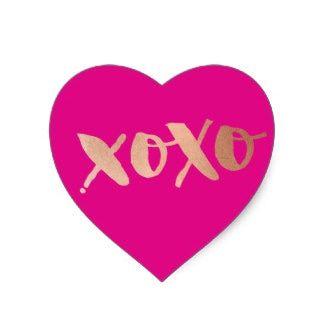 Pink Heart Logo - 3.8cm CUTE LOVE XOXO HEART modern rose gold bright pink Heart ...