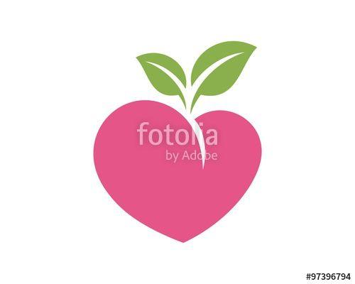 Pink Heart Logo - pink heart fruit logo template