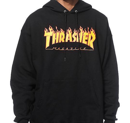 Magazine Thrasher Flame Logo - Thrasher Magazine Flame Logo HoodieBlack