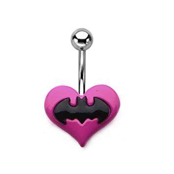 Pink Heart Logo - DC Comics Batman Pink Heart Logo Stainless Steel Belly Button Ring ...